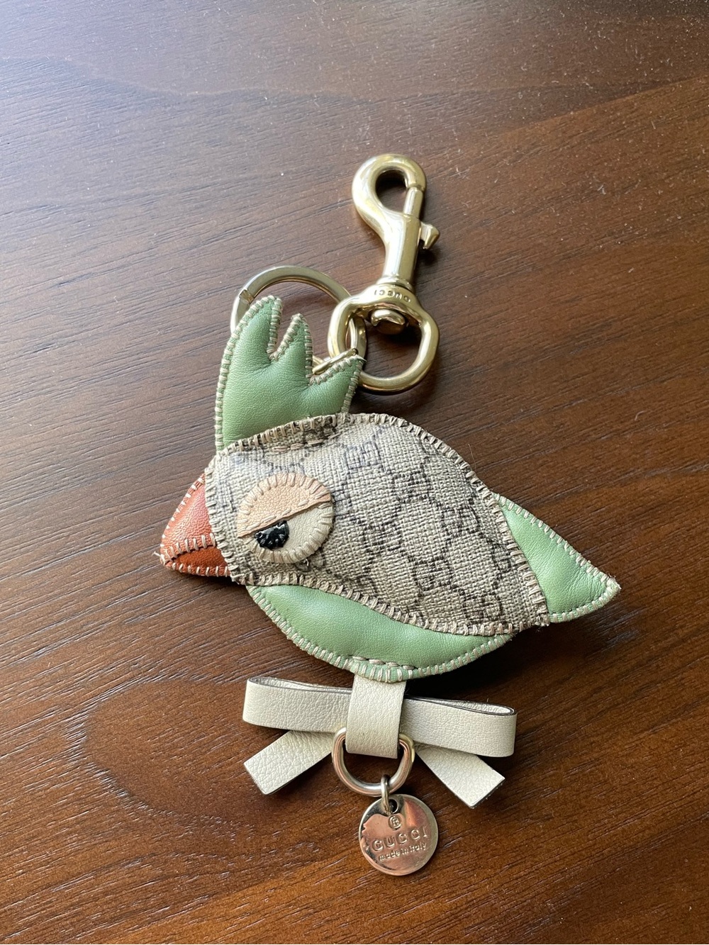 GUCCI Micro GG Papagallo Parrot Charm